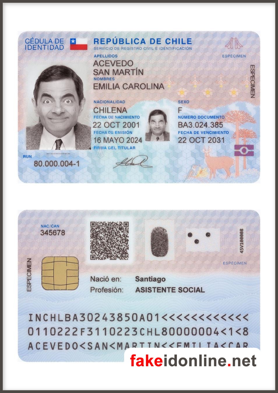 Chile ID Card PSD Template